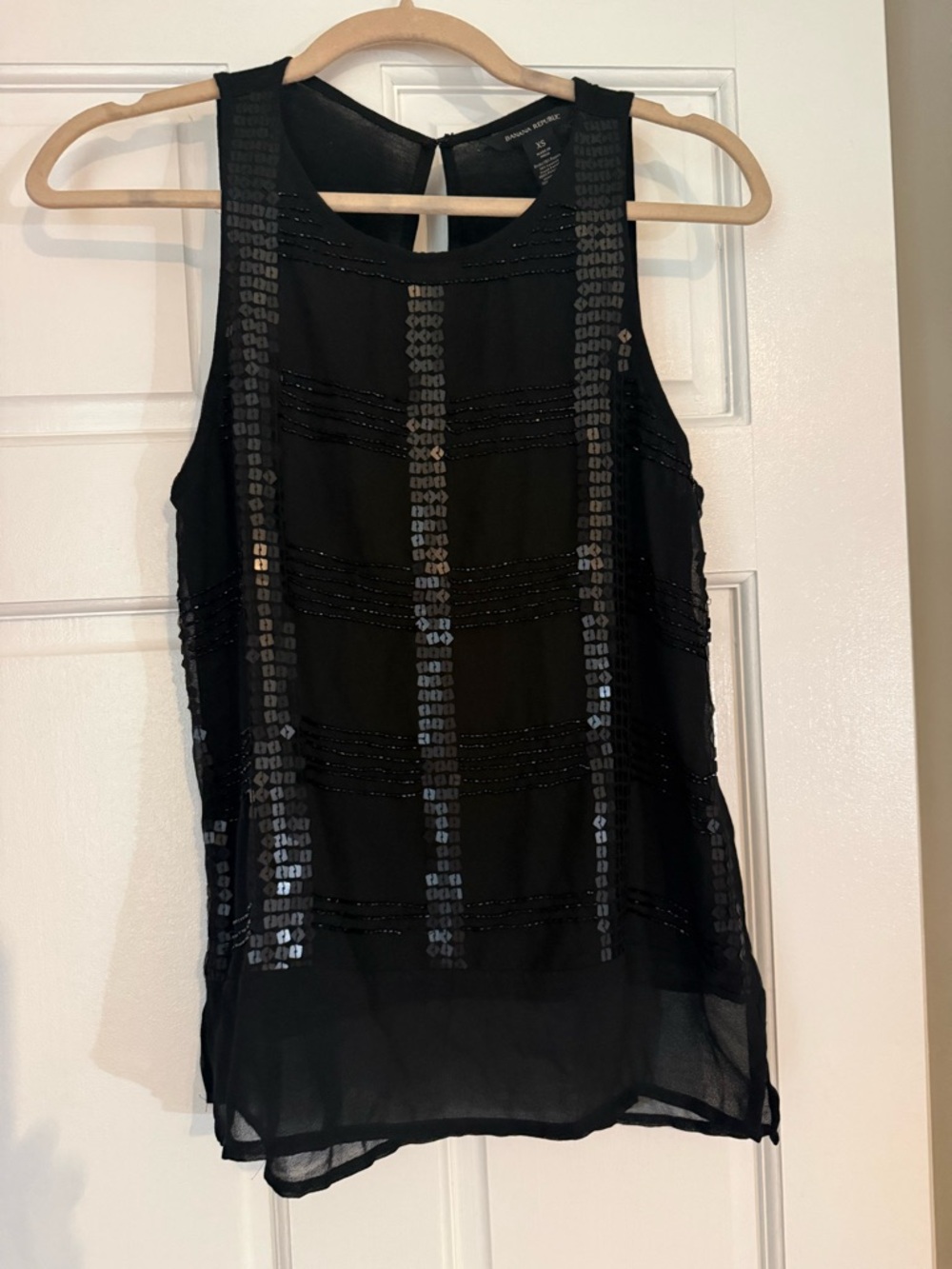 Banana Republic Black Sheer Sequin-Stripe Camisole